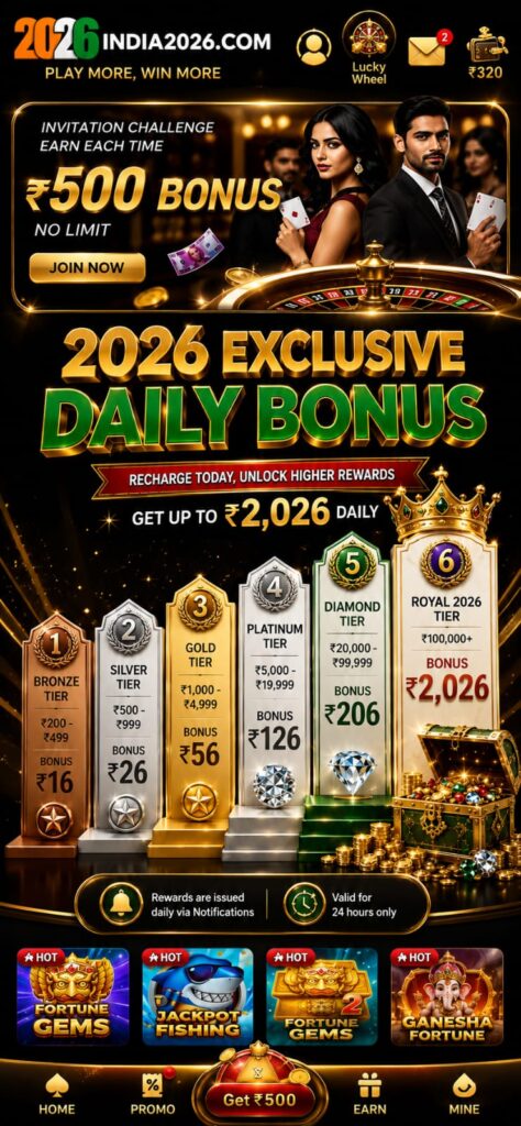 INDIA2026 Game homepage featuring online casino, slots, live casino, and sports betting.