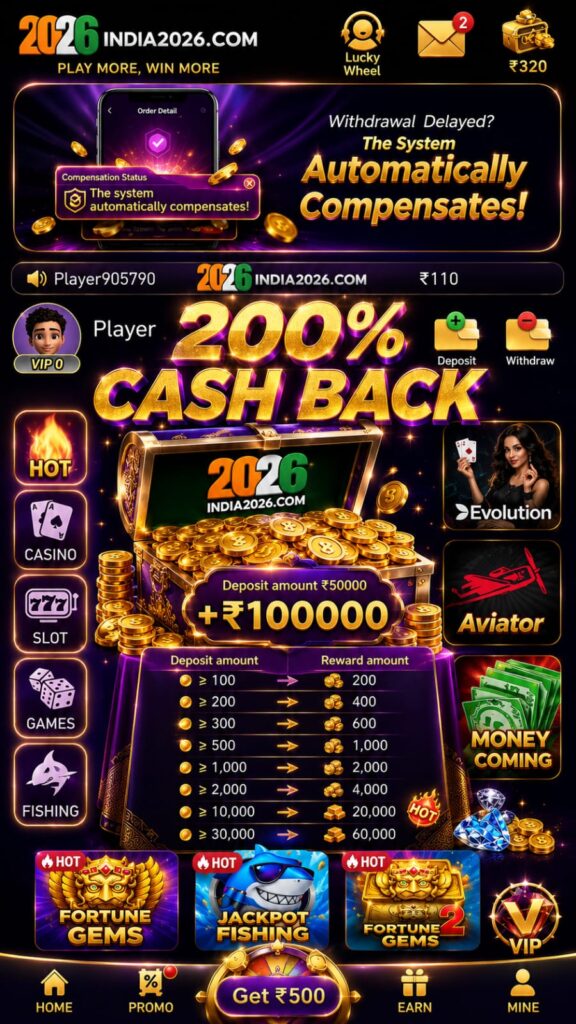INDIA2026 Game login page with secure account registration and mobile-friendly interface.