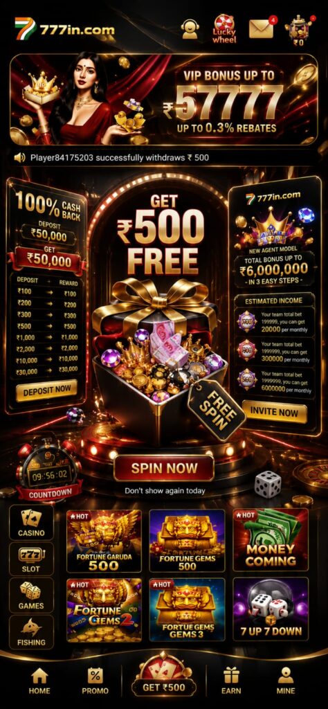 777IN.COM Game login screen displaying secure account access and modern online gaming dashboard.