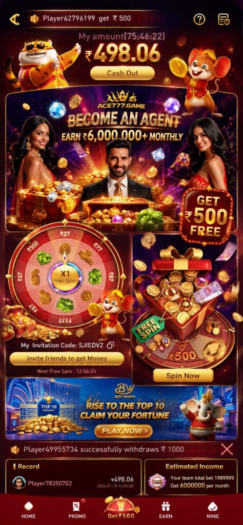 ACE777 Game online casino homepage displaying modern slot games, jackpot rewards, secure platform, and mobile-friendly gaming interface.
