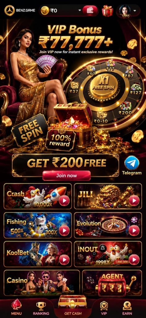 BENZ GAME online gaming platform featuring bonus rewards, secure login, slot games, and live casino entertainment.