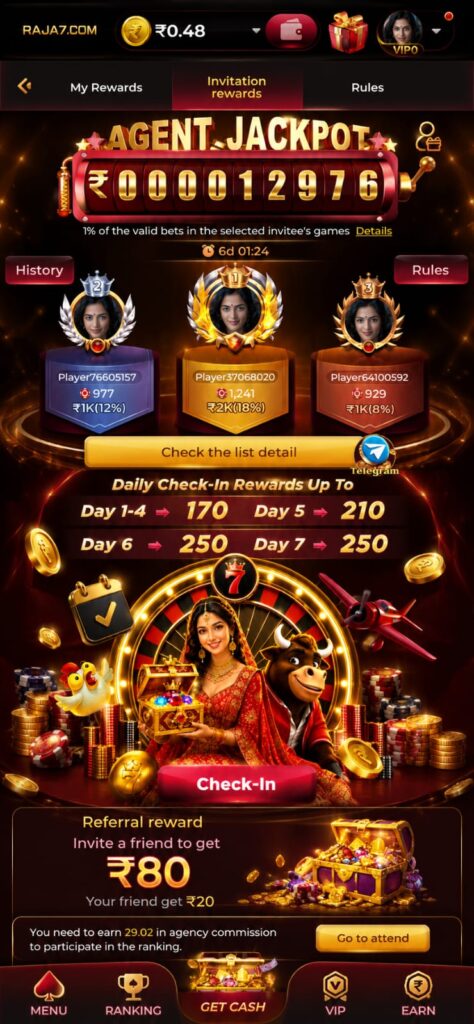 RAJA7 Game interface displaying modern design, secure account login, smooth gameplay, and optimized Android performance.