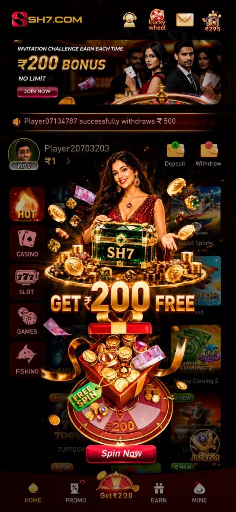 SH7 Game official online casino platform with premium slot games, live casino, secure login, and exciting rewards.