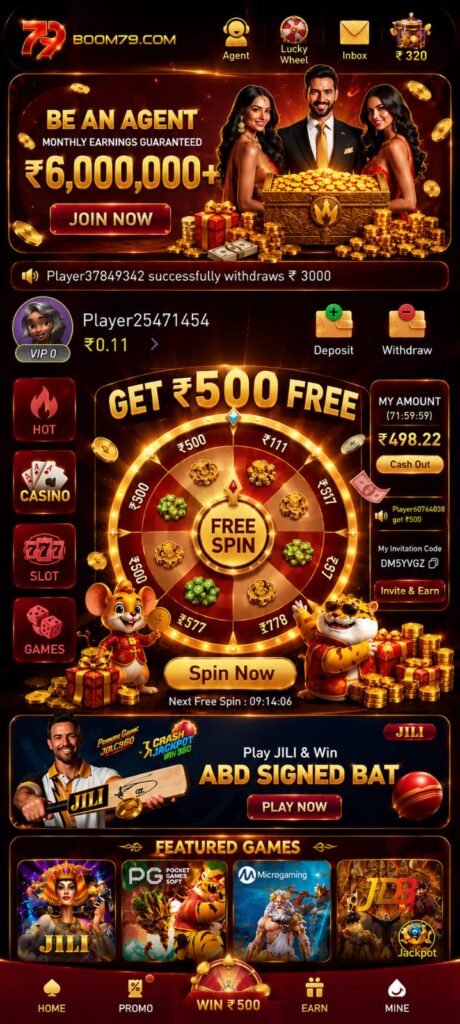 BOOM79 Game official online casino platform homepage featuring latest slot games, live casino, APK download, secure login, and premium gaming experience.